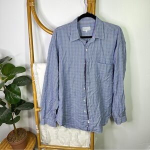 Mens Barney’s New York Blue Check Dress Shirt sz XL
